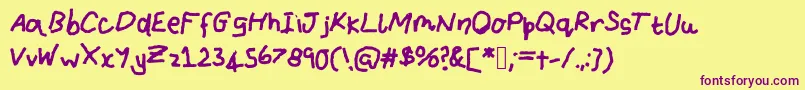 Iamthecrayonmaster Font – Purple Fonts on Yellow Background