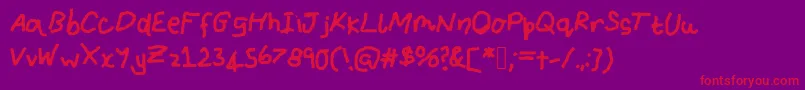 Iamthecrayonmaster-fontti – punaiset fontit violetilla taustalla