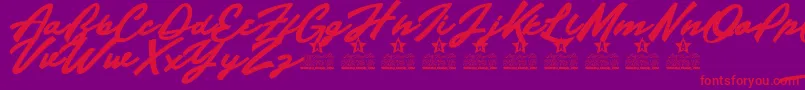 Indian Strength Personal Use Font – Red Fonts on Purple Background