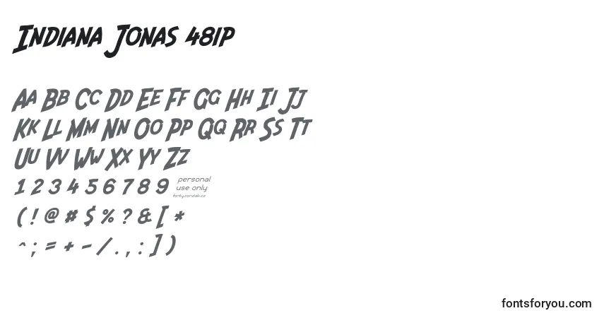 A fonte Indiana Jonas 48ip – alfabeto, números, caracteres especiais