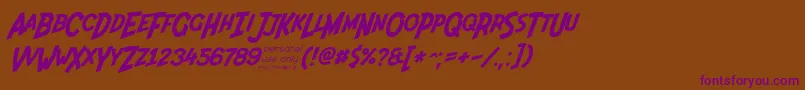 Indiana Jonas 48ip Font – Purple Fonts on Brown Background