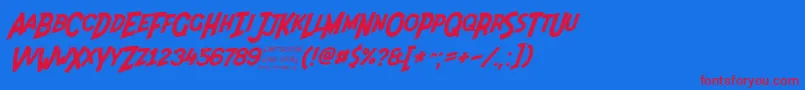 Indiana Jonas 48ip Font – Red Fonts on Blue Background