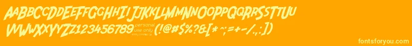 Indiana Jonas 48ip-Schriftart – Gelbe Schriften auf orangefarbenem Hintergrund