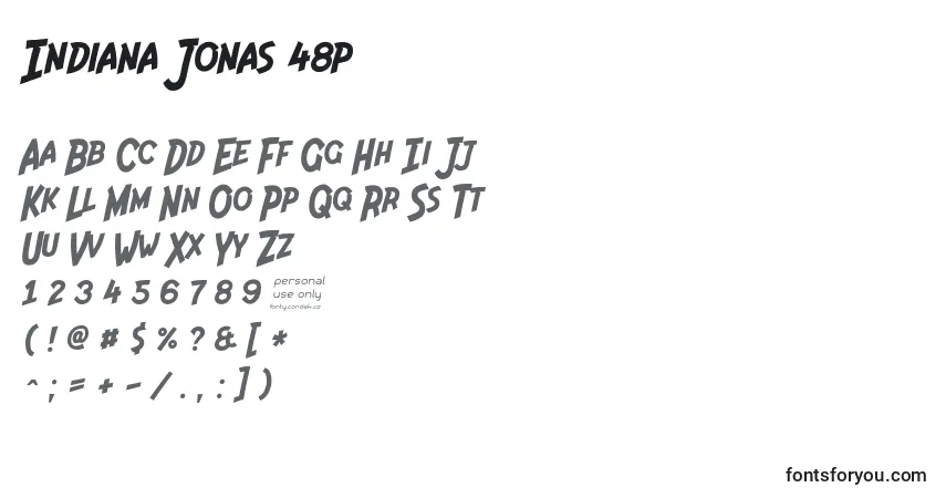 A fonte Indiana Jonas 48p – alfabeto, números, caracteres especiais
