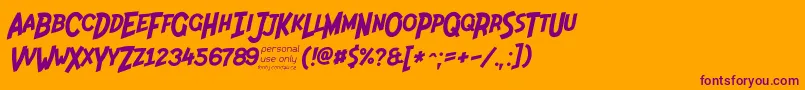 Indiana Jonas 48p Font – Purple Fonts on Orange Background