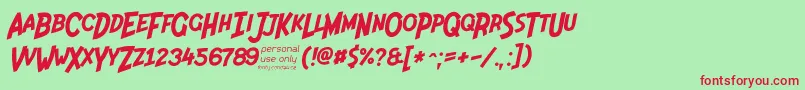 Indiana Jonas 48p Font – Red Fonts on Green Background