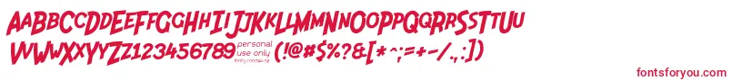 フォントIndiana Jonas 48p – 白い背景に赤い文字