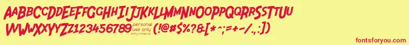 Indiana Jonas 48p Font – Red Fonts on Yellow Background