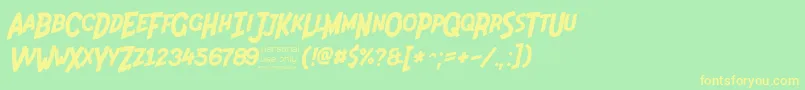 Indiana Jonas 48p Font – Yellow Fonts on Green Background