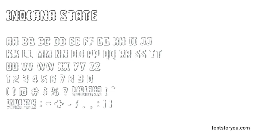 A fonte Indiana State – alfabeto, números, caracteres especiais