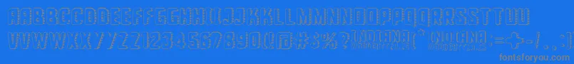 Indiana State-Schriftart – Graue Schriften auf blauem Hintergrund