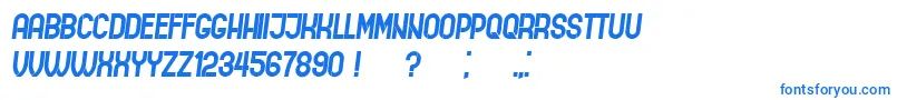 フォントIndirectImplication Italic – 白い背景に青い文字
