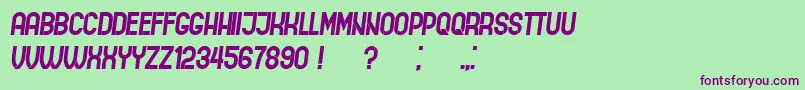 フォントIndirectImplication Italic – 緑の背景に紫のフォント