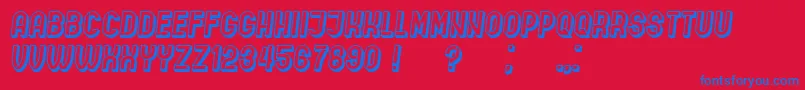IndirectImplication3D Italic-Schriftart – Blaue Schriften auf rotem Hintergrund