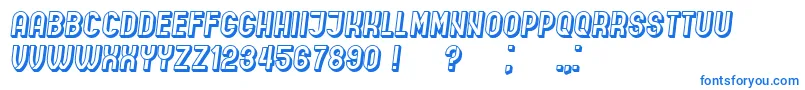 IndirectImplication3D Italic-Schriftart – Blaue Schriften auf weißem Hintergrund