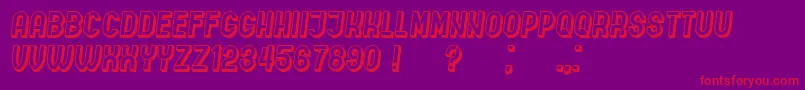 フォントIndirectImplication3D Italic – 紫の背景に赤い文字