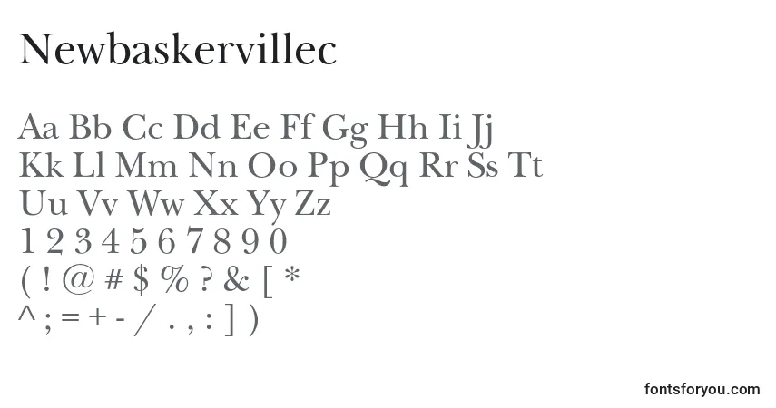 Newbaskervillec-fontti – aakkoset, numerot, erikoismerkit