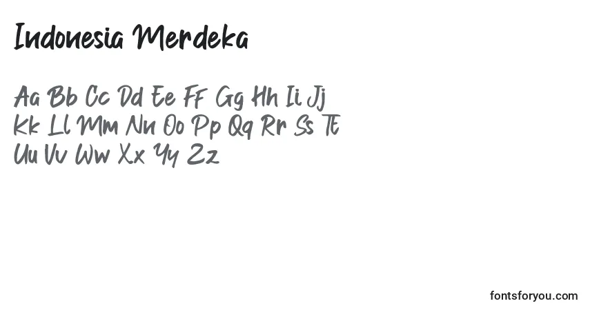 A fonte Indonesia Merdeka – alfabeto, números, caracteres especiais