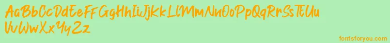 Indonesia Merdeka-Schriftart – Orangefarbene Schriften auf grünem Hintergrund