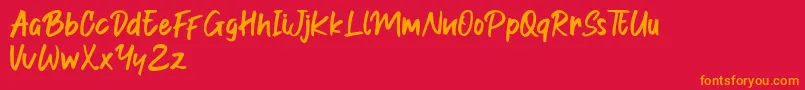 Indonesia Merdeka-Schriftart – Orangefarbene Schriften auf rotem Hintergrund