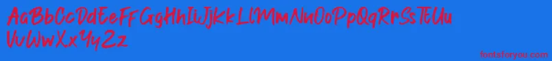 Indonesia Merdeka-Schriftart – Rote Schriften auf blauem Hintergrund