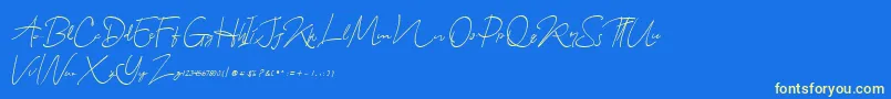 Indonesian-Schriftart – Gelbe Schriften auf blauem Hintergrund