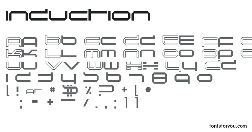 Шрифт Induction (130296) – алфавит, цифры, специальные символы