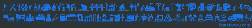 Industrial Worker Font – Blue Fonts on Black Background