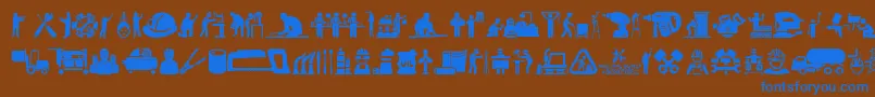 Industrial Worker Font – Blue Fonts on Brown Background