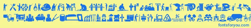 More about Industrial Worker Font Industrial Worker Font – Blue Fonts on Yellow Background