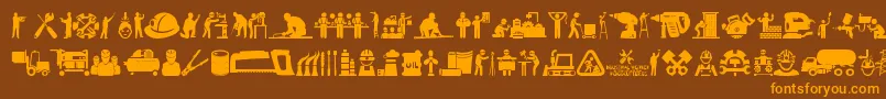 Industrial Worker Font – Orange Fonts on Brown Background