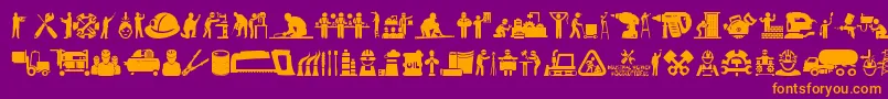 Industrial Worker Font – Orange Fonts on Purple Background