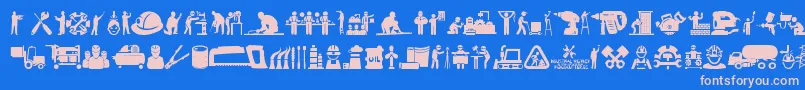 Industrial Worker Font – Pink Fonts on Blue Background