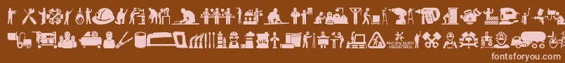Industrial Worker Font – Pink Fonts on Brown Background