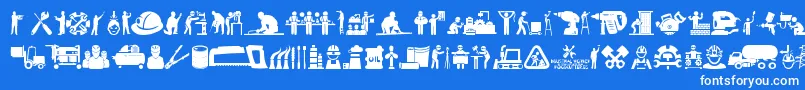 Industrial Worker Font – White Fonts on Blue Background