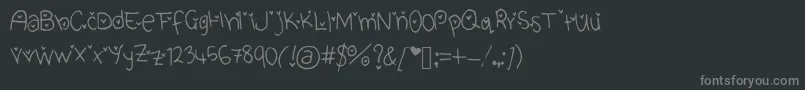 CuteHeartFont Font – Gray Fonts on Black Background