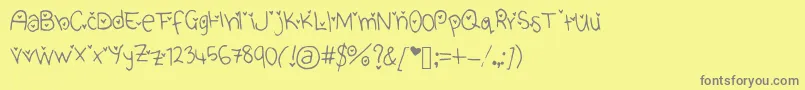 CuteHeartFont Font – Gray Fonts on Yellow Background