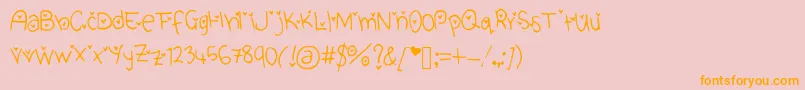 CuteHeartFont-Schriftart – Orangefarbene Schriften auf rosa Hintergrund