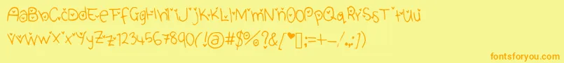 CuteHeartFont Font – Orange Fonts on Yellow Background