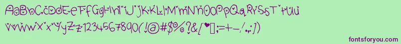 CuteHeartFont Font – Purple Fonts on Green Background