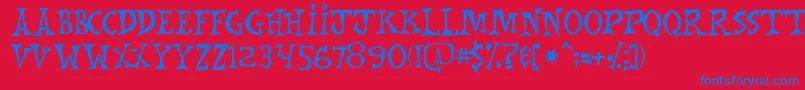 Mnkchunk Font – Blue Fonts on Red Background