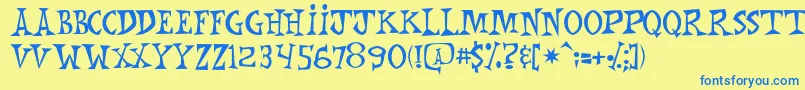 Mnkchunk-fontti – siniset fontit keltaisella taustalla