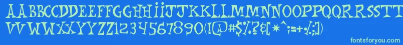 Mnkchunk Font – Green Fonts on Blue Background