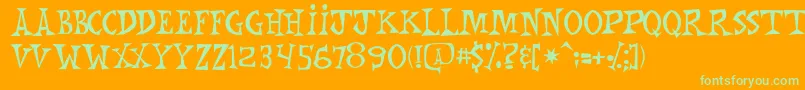 Mnkchunk Font – Green Fonts on Orange Background