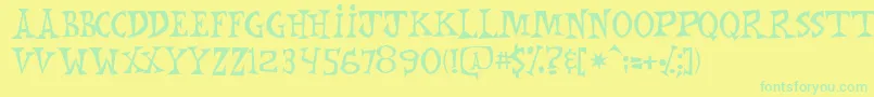 Mnkchunk Font – Green Fonts on Yellow Background