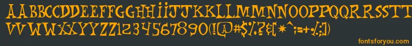 Mnkchunk-Schriftart – Orangefarbene Schriften auf schwarzem Hintergrund
