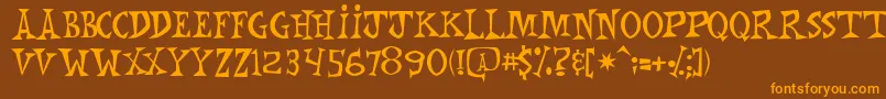 Mnkchunk Font – Orange Fonts on Brown Background