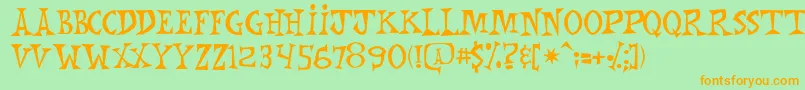 Mnkchunk-fontti – oranssit fontit vihreällä taustalla