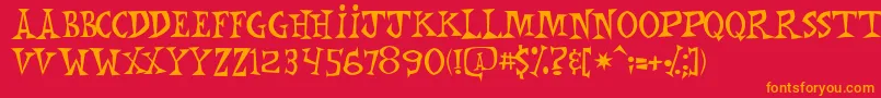Mnkchunk Font – Orange Fonts on Red Background