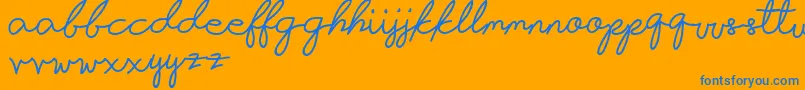 Infatuation-Schriftart – Blaue Schriften auf orangefarbenem Hintergrund